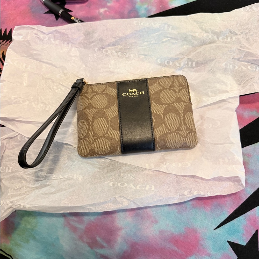 Coach Brown and Black Wristlet
